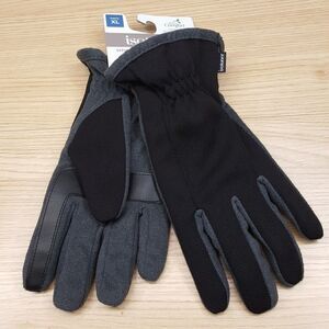 ISOTONER Gloves Mens XL Black Gray Touchscreen Water Repellent Plush Lined